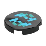 Tile Round 2 × 2 with Pixelated Dark Turquoise and Dark Azure Squares Print