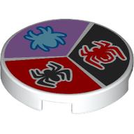 Tile Round 2 × 2 with Medium Azure Spider On Lavender Background, Red Spider on Black Background, Black Spider on Red Background print White