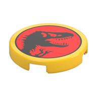 Tile Round 2 × 2 with Jurassic Park Logo print Gelb