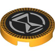 Tile Round 2 × 2 with White Hourglass on Black Background print Leuchtendes Hellorange