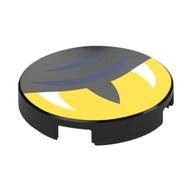 Tile Round 2 × 2 with Yellow Eye, Dark Blue Stripes print Black