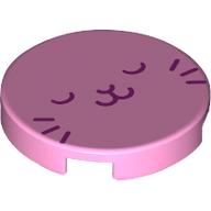 Tile Round 2 × 2 with Dark Purple Cat Face print Bright Pink