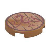 Tile Round 2 × 2 with Wooden Planks, Dark Red Dragon Print