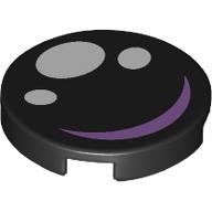 Tile Round 2 × 2 with Eye with Medium Lavender Highlight Print Black