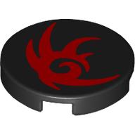 Tile Round 2 × 2 with Red Shadow Outline print Schwarz