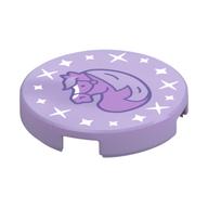 Tile Round 2 × 2 with Medium Lavender/Dark Purple Horse, White Stars print Lavendel