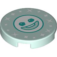 Tile Round 2 × 2 with Snowgie Face Print Light Aqua