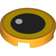 Tile Round 2 × 2 with Yellow Eye, Black Pupil print Leuchtendes Hellorange