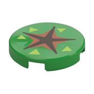 Tile Round 2 × 2 with Black/Nougat Star, Green/Lime Triangles (Fossil Dig) print Bright Green