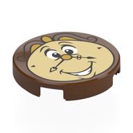Tile Round 2 × 2 with Tan Cogsworth Clock Face print Reddish Brown