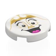 Tile Round 2 × 2 with Dame de Grande Bouche Face, Gold Tiara, Open Mouth print Weiß