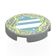 Tile Round 2 × 2 with Mirror, Lime Enchanted Lines, White Stars Print