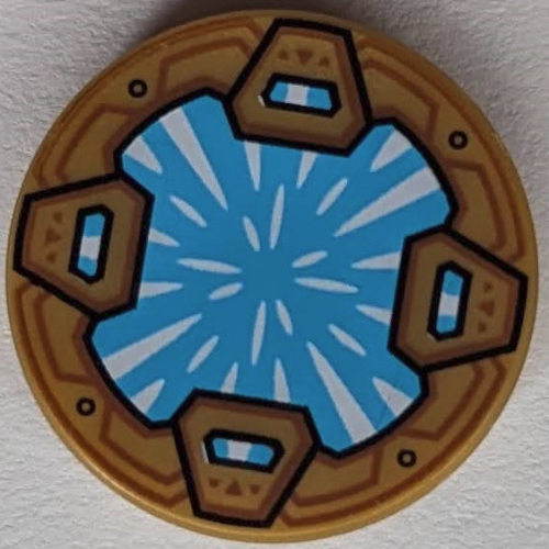 Tile Round 2 × 2 with Medium Azure Circle, White Stripes (Energy Portal) print Perlgold