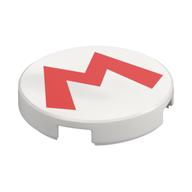 Tile Round 2 × 2 with Red 'M' print Weiß
