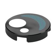 Tile Round 2 × 2 with White Circles, Medium Blue Crescent Shape / Eye print Black