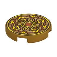 Tile Round 2 × 2 with Dark Orange/Gold Decorations (Coin) print Perlgold