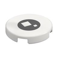 Tile Round 2 × 2 with Brickheadz Eye print Weiß