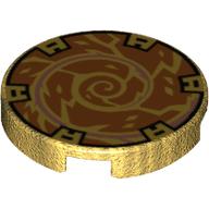 Tile Round 2 × 2 with Orange Spiral print Perlgold
