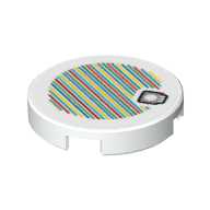 Tile Round 2 × 2 with Mushroom and Barcode Print (Sticker) Weiß