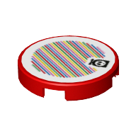 Tile Round 2 × 2 with Fly Guy and Barcode Print (Sticker) Rot