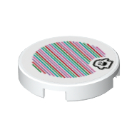 Tile Round 2 × 2 with Peepa and Barcode Print (Sticker) Weiß