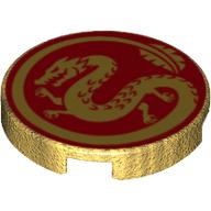 Tile Round 2 × 2 with Golden Dragon on Red Background print Perlgold