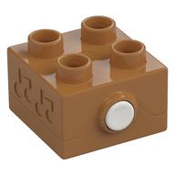 Duplo Sound Brick 2 × 2 with White Button Medium Nougat
