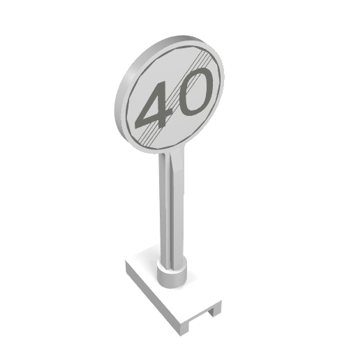 Road Sign Round with Gray End Of Maximum Speed 40 Print Weiß