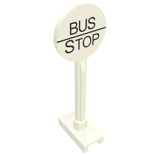 Road Sign Round with Bus Stop Print White
