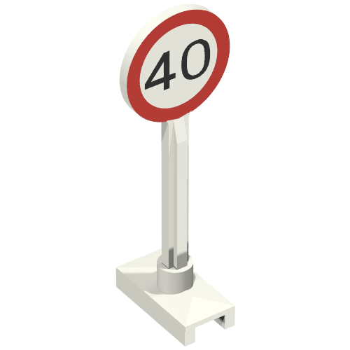 Road Sign Round with Maximum Speed 40 Print White