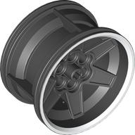 Wheel 56 × 34 Technic Racing Medium with 6 Pinholes and White Rim Edge Print [41999] Black