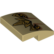 Brick Curved 2 × 2 × 2/3 with Lion Legend Beast Eyes and Crest Print Tan