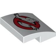 Brick Curved 2 × 2 × 2/3 with Ghostbusters Print Weiß