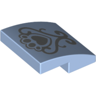 Brick Curved 2 × 2 × 2/3 with Fancy Scroll Print Leuchtendes Hellblau