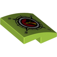 Brick Curved 2 × 2 × 2/3 with Compass print Limette