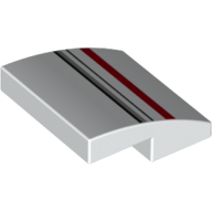 Brick Curved 2 × 2 × 2/3 with Red, Light Bluish Gray and Black Stripes Print White