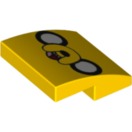 Brick Curved 2 × 2 × 2/3 with Jake the Dog Face Print Gelb