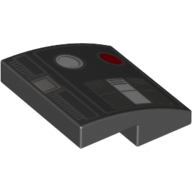 Brick Curved 2 × 2 × 2/3 with Red and White Circles Print Black