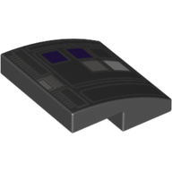Brick Curved 2 × 2 × 2/3 with 2 Purple Squares Print Black
