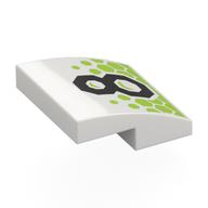 Brick Curved 2 × 2 × 2/3 with Black '8', Lime Octagons print Weiß
