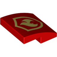 Brick Curved 2 × 2 × 2/3 with Yellow Fire Fighter Symbol Print Rot