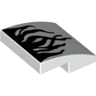 Brick Curved 2 × 2 × 2/3 with Black Tentacles Print Weiß