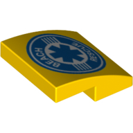 Brick Curved 2 × 2 × 2/3 with Star of Life and 'Beach Rescue' Print Gelb