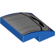 Brick Curved 2 × 2 × 2/3 with White Panel and Black and Red Detailing Print Blau