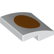 Brick Curved 2 × 2 × 2/3 with Orange Dot Print Weiß