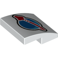 Brick Curved 2 × 2 × 2/3 with Classic Space Logo Print White