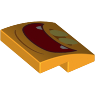 Brick Curved 2 × 2 × 2/3 with Yellow Eyes, Open Mouth print Leuchtendes Hellorange