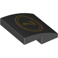 Brick Curved 2 × 2 × 2/3 with Gold '7' in Double Circle print Black