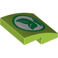 Brick Curved 2 × 2 × 2/3 with Leaf Symbol Print Lime