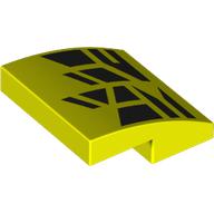 Brick Curved 2 × 2 × 2/3 with Black Shapes print Vibrant Yellow